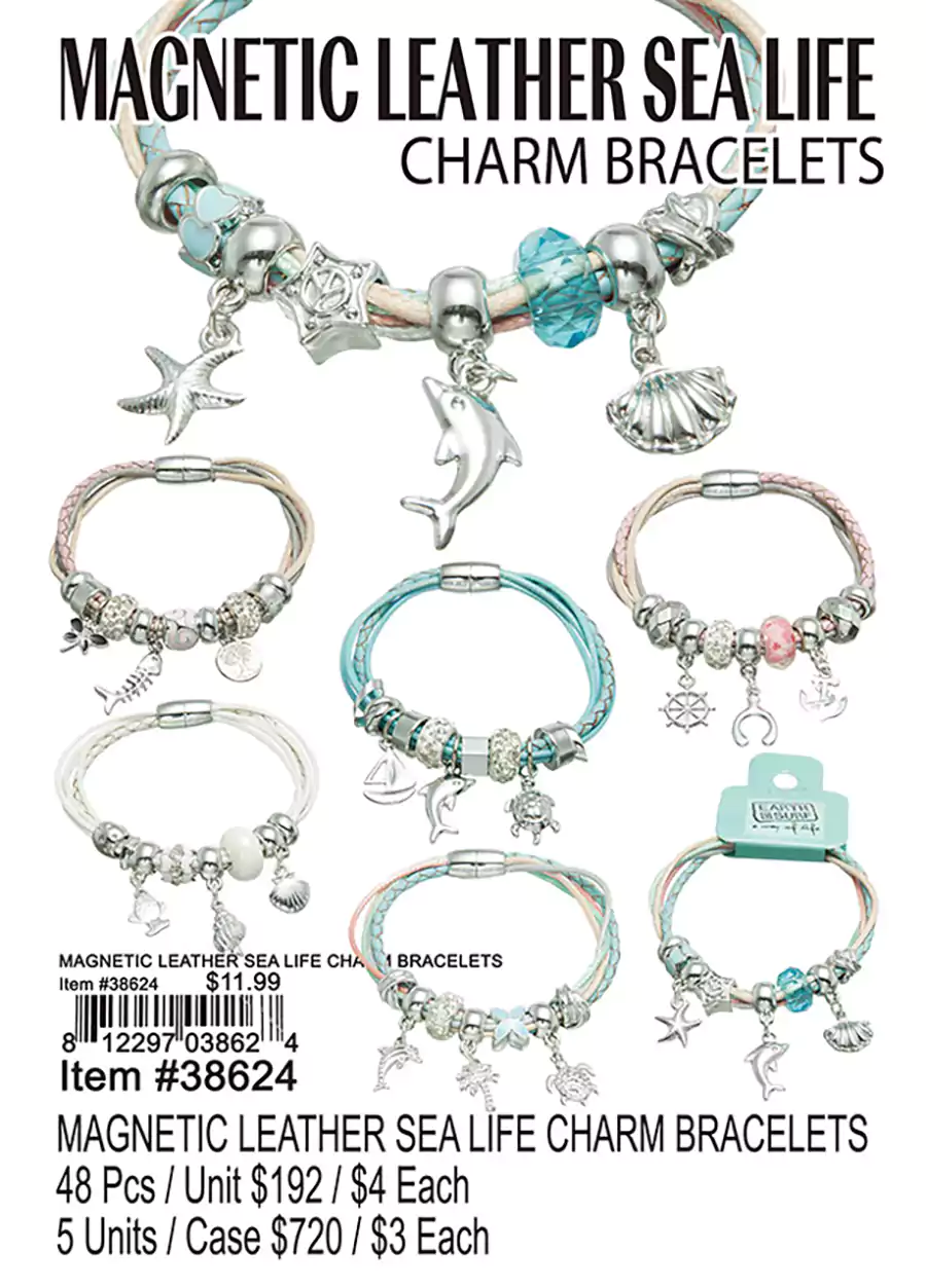 Magnetic Leather Sea Life Charm Bracelets